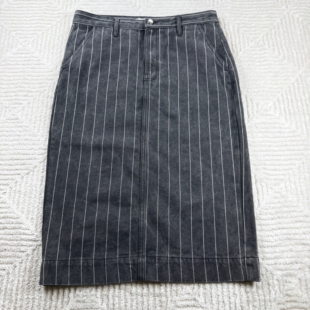 DAY Birger et Mikkelsen Skirt 40 Betsy Denim Stripes Midi Gray Grunge Rock Punk
